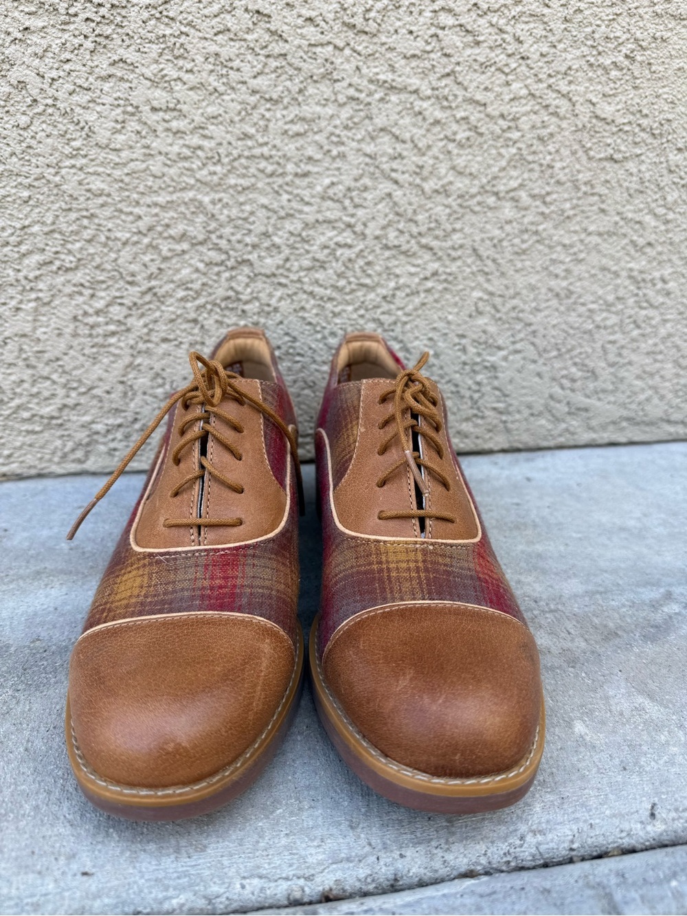 PENDLETON x TIMBERLAND Women's Beckwith Brown Red Plaid Leather Oxfords Shoes 8 - Picture 7 of 16